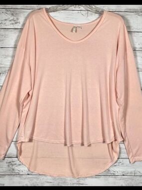 Women's Lightweight Long Sleeve Scoop Neck Top - Blush Pink Size 18/20